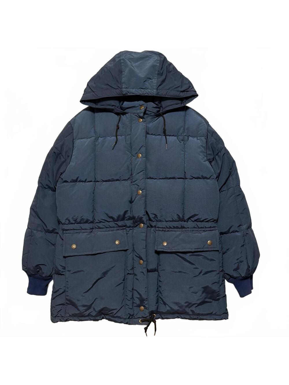 VTG 80's Eddie Bauer Kara Koram Hooded Goose Down Puffer Jacket Men's M Navy